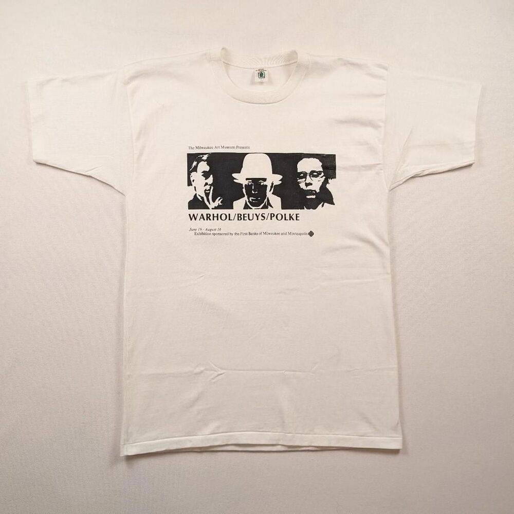 Vintage Andy Warhol Rare Deadstock Tshirt White Size Large Milwaukee Art Museum